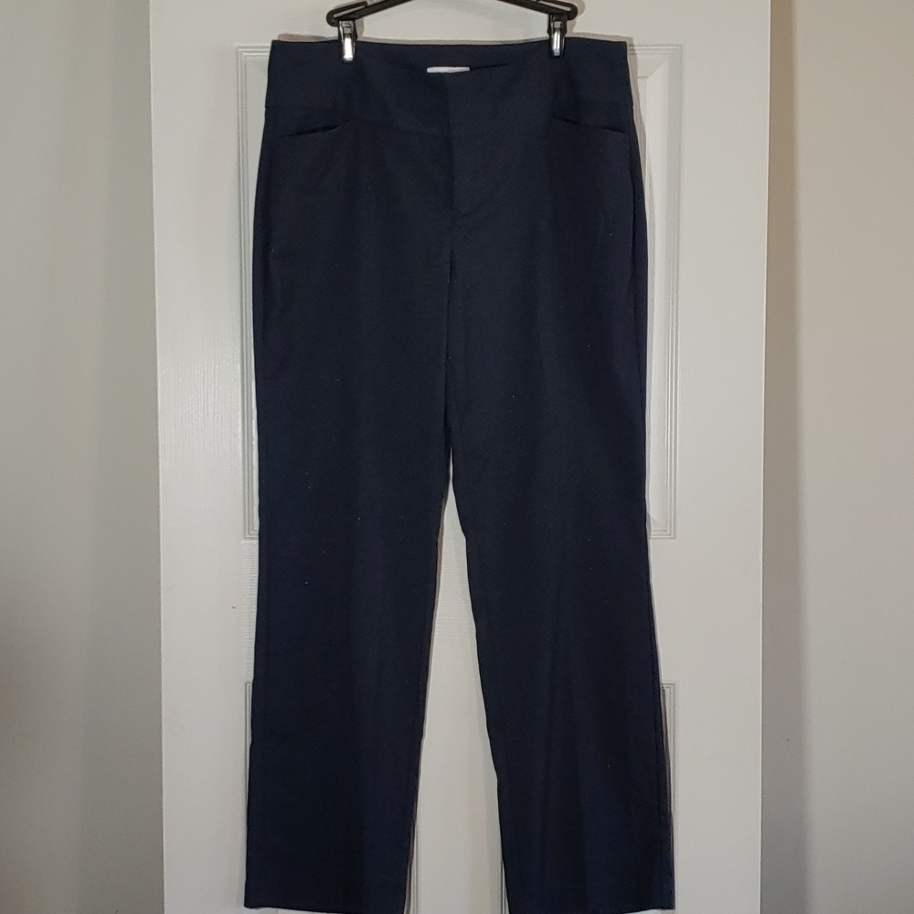 Elle Blue Silver Dot Straight Leg Trouser Office Pants Size 12